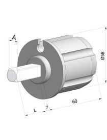 Embout de tube 60mm à gorge - carré de 13 Mâle