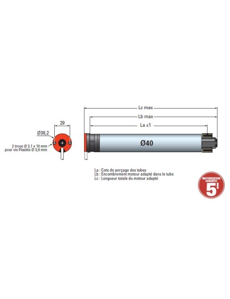 Moteur Simu T3,5 E B-Hz Radio Ø40 - 9Nm