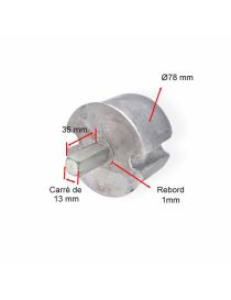 Embout de tube 78 mm - carré de 12mm Mâle