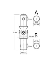 schéma Genouillère acier - mâle Ø10mm - mâle Ø10mm