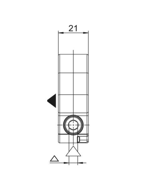schéma de profil du Treuil Budendorff FDC 1/6 - Entrée Hexagonale 7 mm - Sortie Carrée 8 mm + Tige