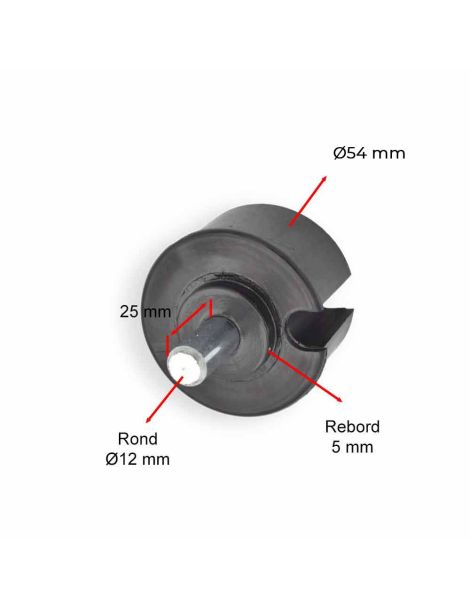 Embout de tube 60 mm à gorge - axe de 12mm mâle