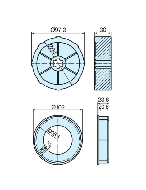 Roue et couronne Tube Ø102mmx2mm pour moteur Becker D60