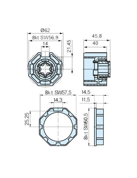 Roue et couronne OCTO 60 pour moteur Becker avec détection d'obstacle